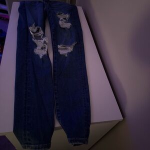 American Eagle Outfitters Women's High Rise Distressed Blue Jeans